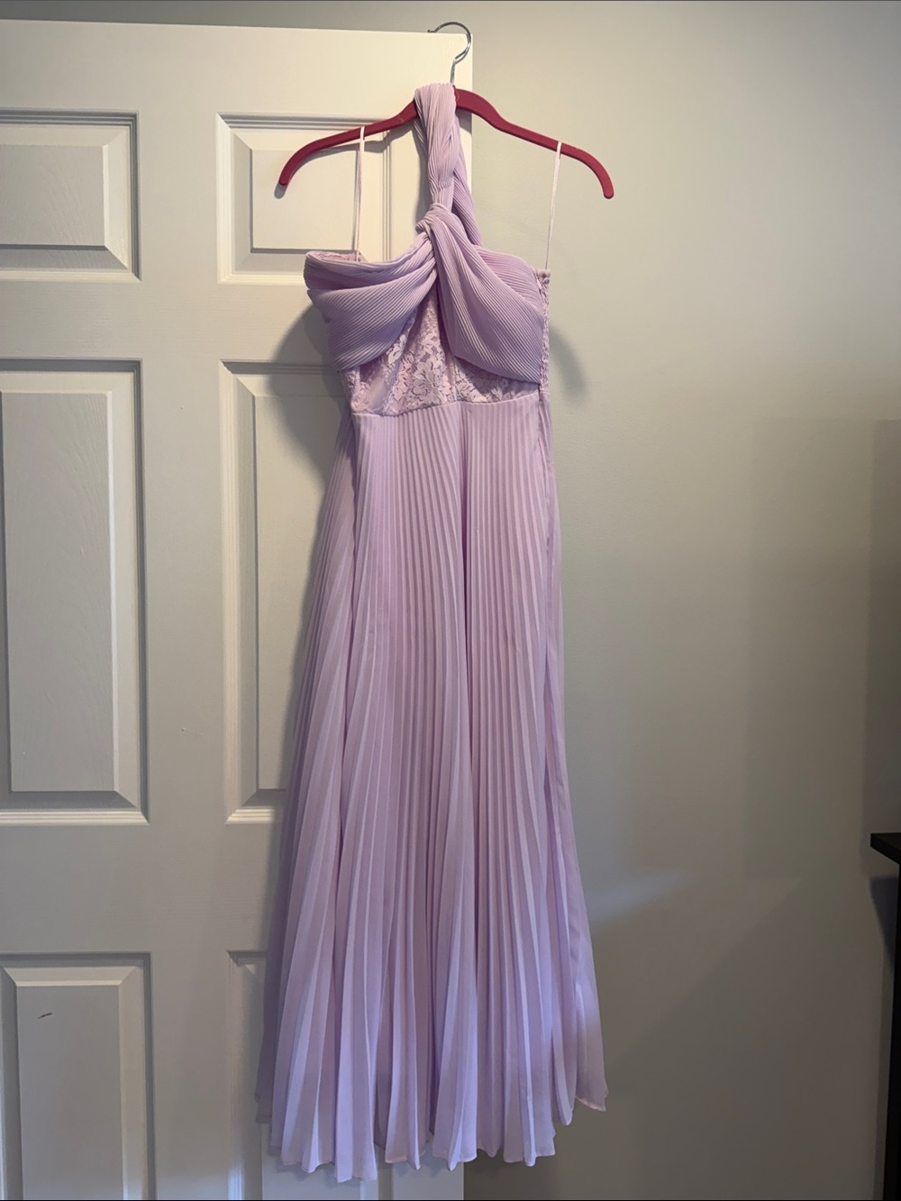 Anthropologie Lavender One-Shoulder Pleated Maxi Dress